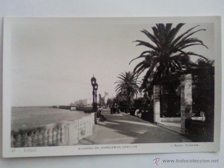 Postales: POSTAL CADIZ - ALAMEDA DEL MARQUES DE COMILLAS, FOTOGRAFO L. ROISIN