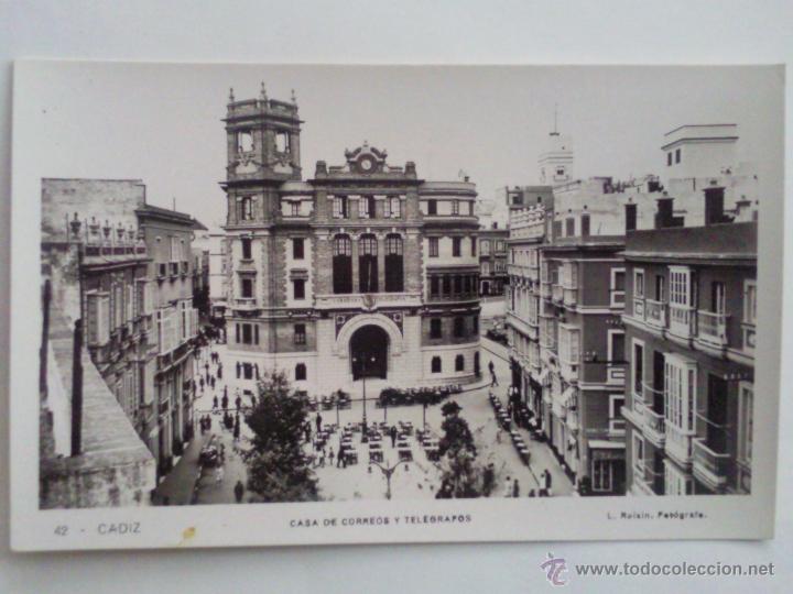 Postales: POSTAL CADIZ - CASA DE CORREOS Y TELEGRAFOS, FOTOGRAFO L. ROISIN
