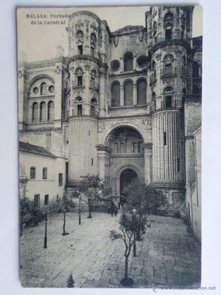 Postales: ANTIGUA POSTAL MALAGA - PORTADA DE LA CATEDRAL, A&Ntilde;O 1935