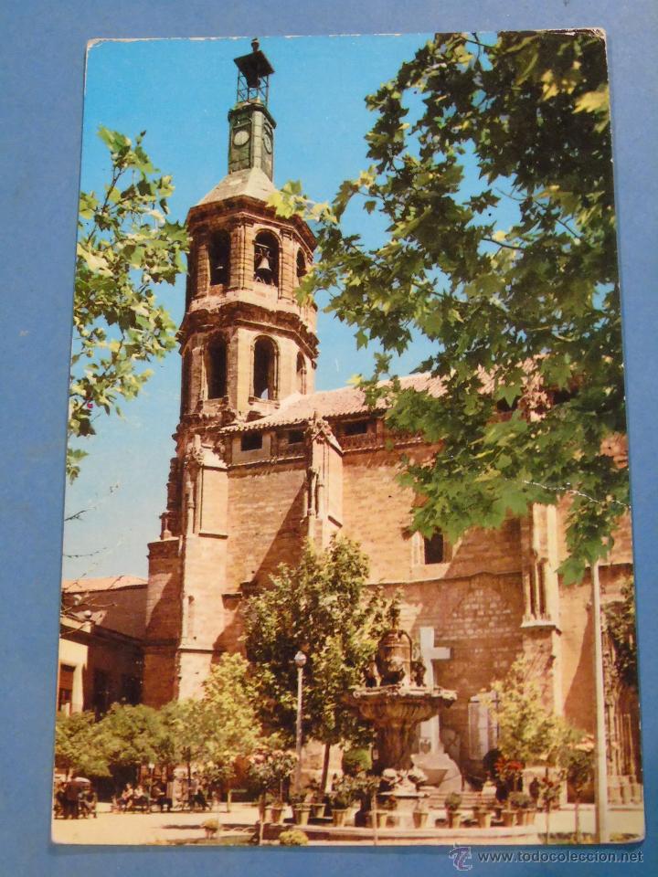 Postales: POSTAL DE JAEN. A&Ntilde;O 1963. FUENTE DE LA PLAZA Y TORRE DE LA IGLESIA. 1286
