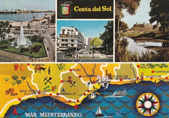 Postales: N&ordm; 21612 POSTAL COSTA DEL SOL MALAGA MAPA