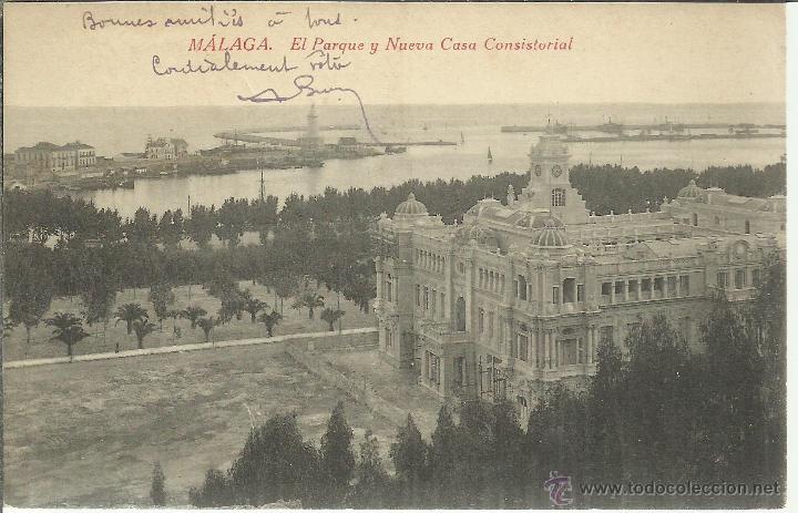 Postales: MALAGA AYUNTAMIENTO ESCRITA SELLO ALFONSO XIII