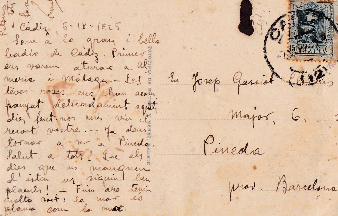Postales: P- 239. ANTIGUA POSTAL M&Aacute;LAGA. 1925. - Foto 2