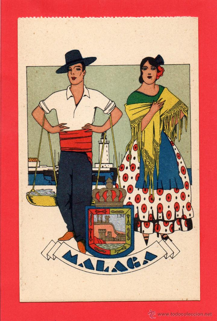 Postales: malaga. trajes regionales. serie d, n&ordm; 31