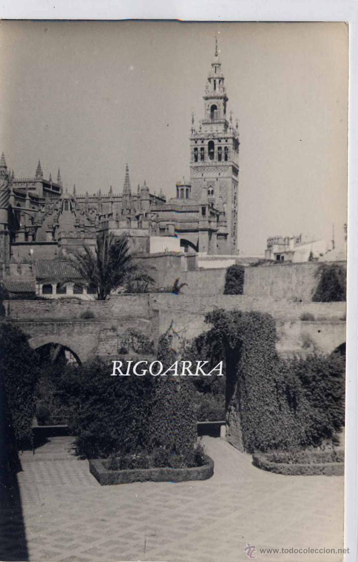 Postales: SEVILLA.- LA GIRALDA DESDE EL ALCAZAR.-A&Ntilde;O 1947- FOTOGRAF&Iacute;A