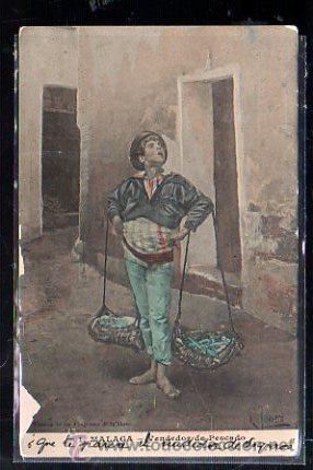 Cartoline: TARJETA POSTAL DE MALAGA - VENDEDOR DE PESCADO. 1. ALMACENES LA LLAVE