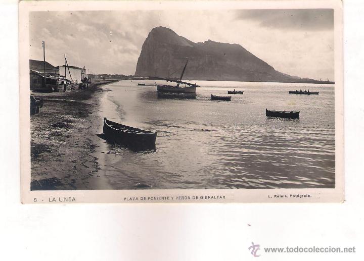 Postcards: POSTAL DE LA LINEA - PLAYA DE PONIENTE Y PE&Ntilde;ON DE GIBRALTAR .