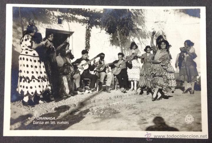 Postales: POSTAL GRANADA. N&ordm;4. DANZA EN LAS CUEVAS. GITANOS. - Foto 1