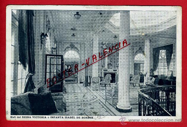 Postales: POSTAL MALAGA, HALL DEL REINA VICTORIA E INFANTA ISABEL DE BORBON, P97881