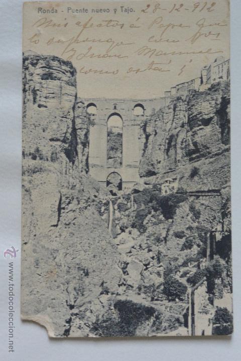Postales: ANTIGUA TARJETA POSTAL PUENTE NUEVO Y TAJO DE RONDA
