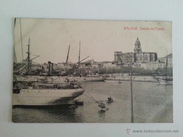 Postales: Postal Malaga, detalle del puerto, Fototipia Thomas. Hacia 1915