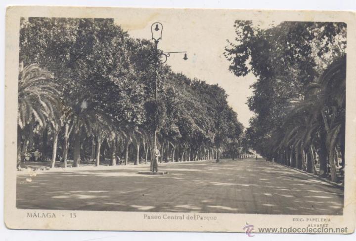 Postales: MALAGA- PASEO CENTRAL DEL PARQUE