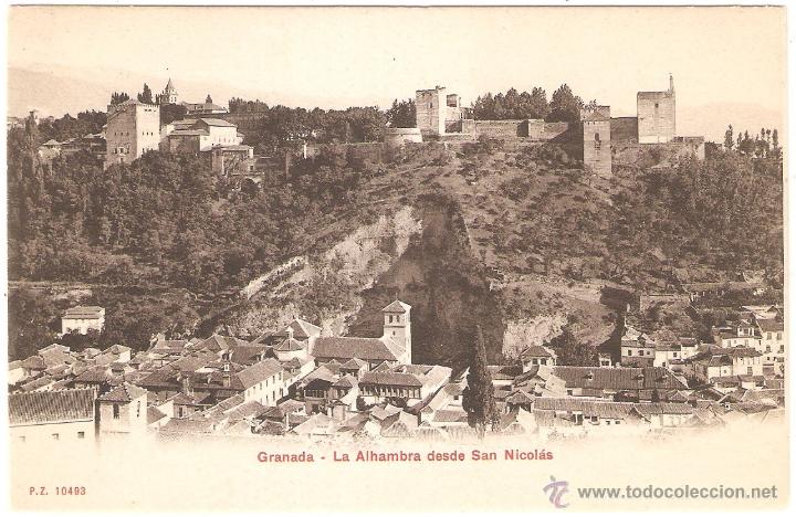 Postales: GRANADA LA ALHAMBRA DESDE SAN NICOL&Aacute;S