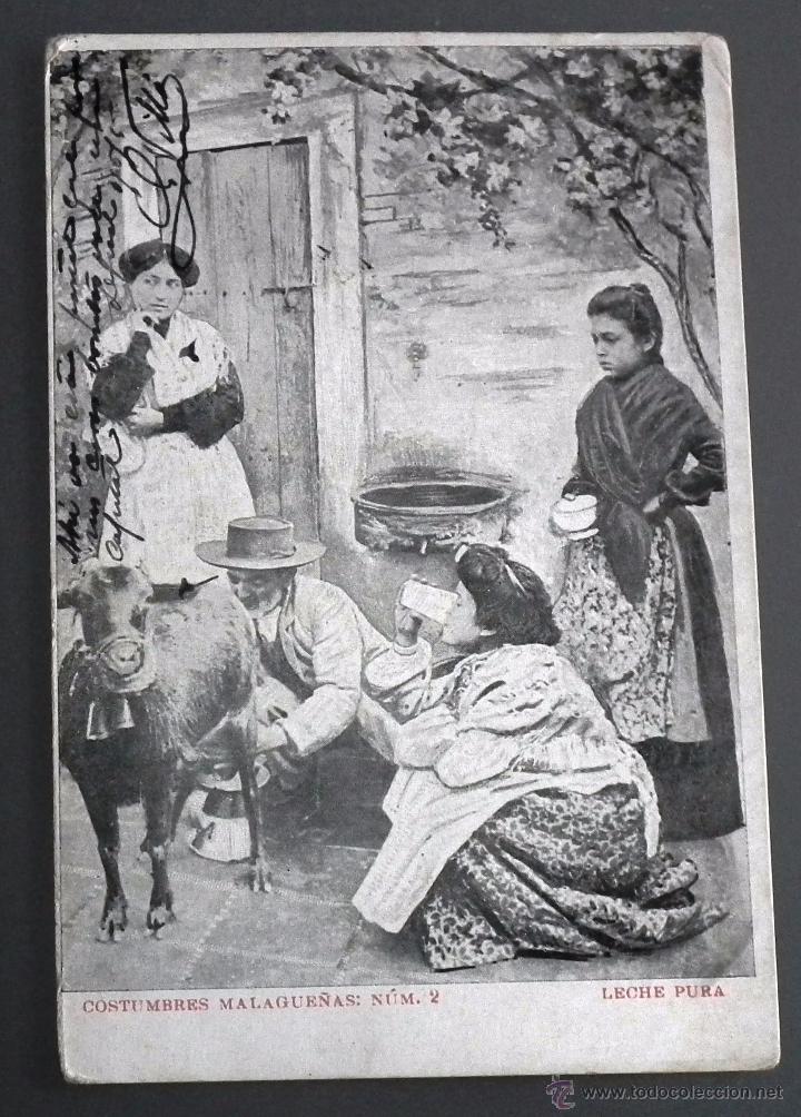 Postales: POSTAL DE COSTUMBRES MALAGUE&Ntilde;AS, N&ordm; 2: LECHE PURA