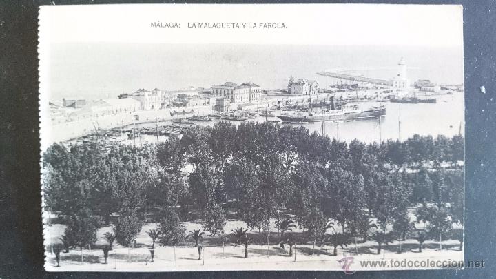 Postales: MALAGA, LA MALAGUETA Y LA FAROLA