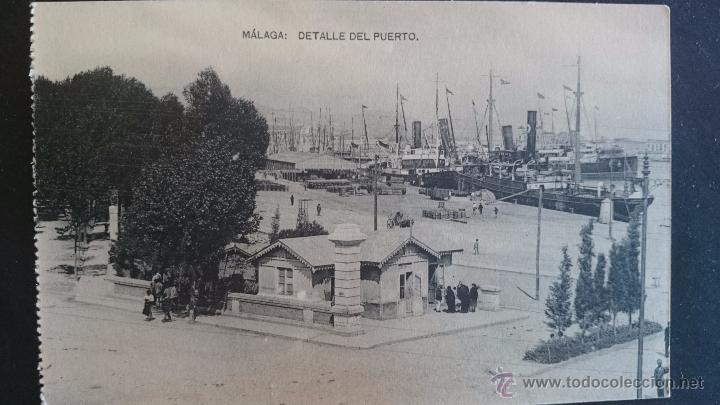 Postales: MALAGA, DETALLE DEL PUERTO