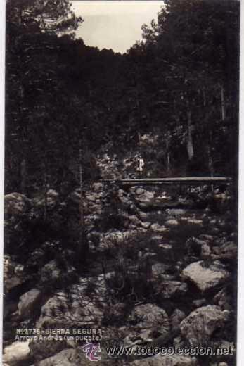 Postales: Sierra Segura n&ordm; 7736 Arroyo Andr&eacute;s (un puente). Postal fotogr&aacute;fica. Sin circular. Jaen.