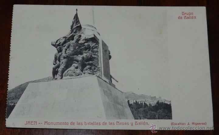 Postales: JAEN, MONUMENTO DE LAS BATALLAS DE LAS NAVAS Y BAILEN, GRUPO DE BAILEN, ESCULTOR J. HIGUERAS, EDICIO