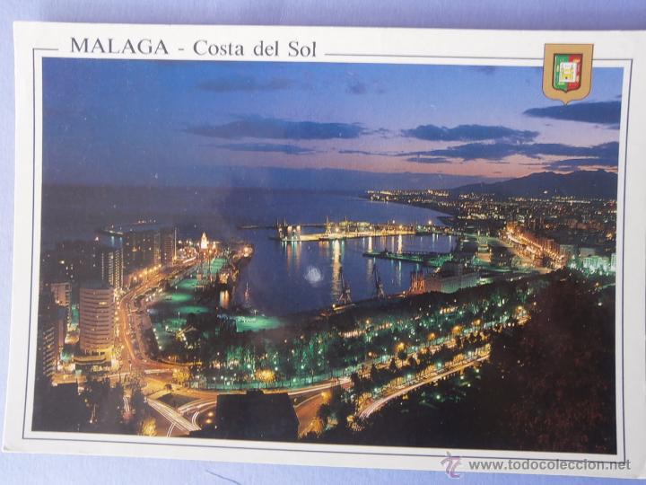 Postales: POSTAL  DE MALAGA COSTA DEL SOL VISTA NOCTURNA DESDE GIBRALFARO CIRCULADA