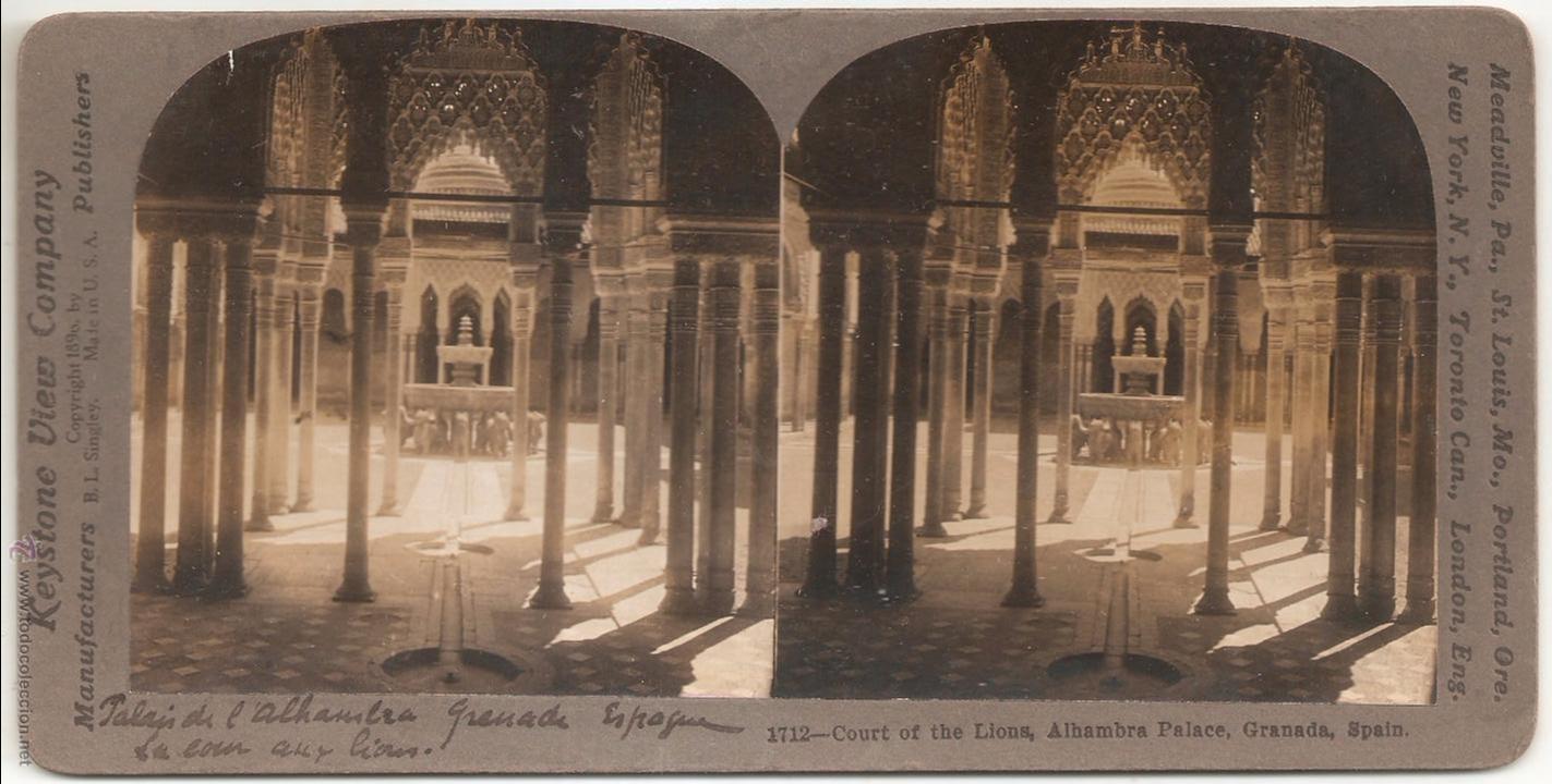 Postales: Granada Alhambra Patio de los Leones 1890