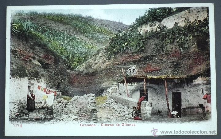 Postales: ANTIGUA POSTAL DE GRANADA - CUEVAS DE GITANOS - Foto 1