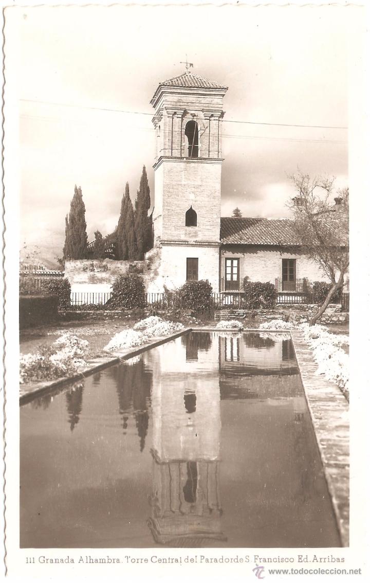 Postales: Granada Alhambra Torre central del parador de San Francisco