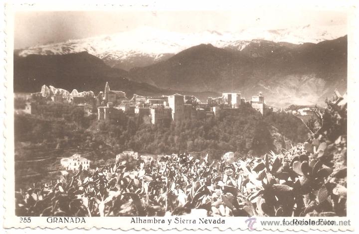 Postales: Granada Alhambra y Sierra Nevada 1952