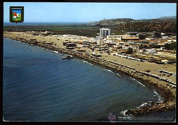 Postales: N&ordm; 12 Vista a&eacute;rea de Torre del Mar. Escudo de Oro. Ediciones Dom&iacute;nguez.