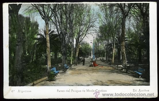 Postales: Tarjeta de 9 x 14.5  cms. N&ordm; 47  Paseo del Parque de Mar&iacute;a Cristina. Algeciras. Ed. Arribas.