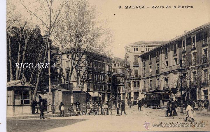 Postales: M&Aacute;LAGA.- ACERA DE LA MARINA - Foto 1
