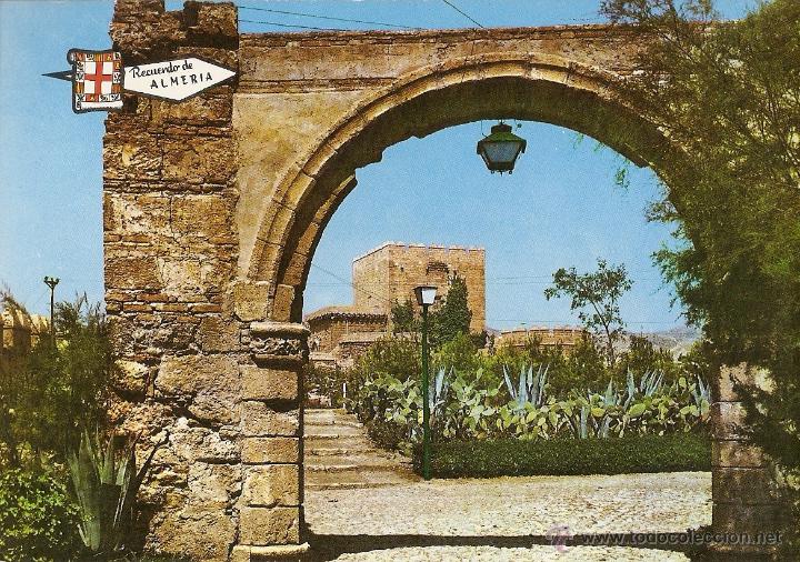 Postales: POSTAL, ALMERIA, LA ALCAZABA, JARDINES, ESCRITA