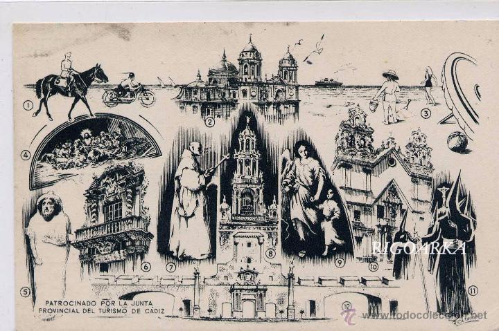 Postales: TARJETA POSTAL PATROCINADO POR LA JUNTA PROVINCIAL DE TURISMO DE C&Aacute;DIZ