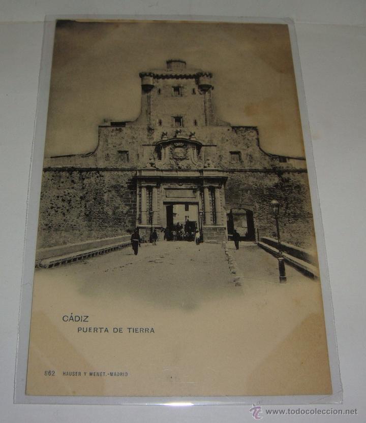 Postales: Antigua Postal. Cadiz. Puerta de Tierra. Hauser y Menet. No circulada.