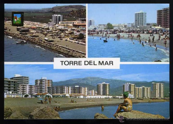 Postales: N&ordm; 15 Torre del Mar. Costa del Sol. Detalles de las playas. Escudo de Oro. Dom&iacute;nguez.