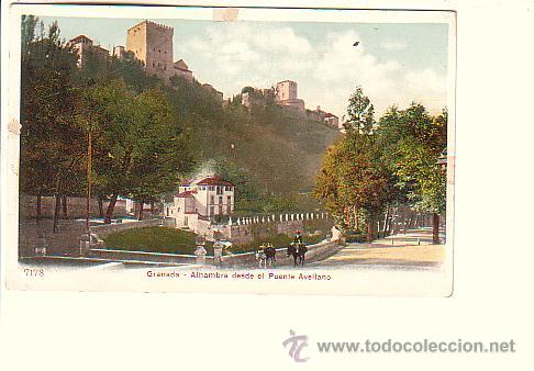 Postales: GRANADA.- ALHAMBRA DESDE EL PUENTE AVELLANO