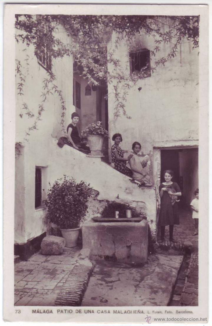 Postales: M&aacute;laga: Patio de una casa malague&ntilde;a. L. Roisin. No circulada (A&ntilde;os 30)