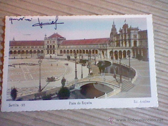 Postais: Plaza Espa&ntilde;a n&ordm; 53 Sevilla  Ed Arribas escrita dividida