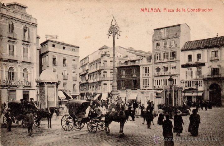 Postales: MALAGA, PLAZA DE LA CONSTITUCION, FOTOTIPIA THOMAS, MUY RARA