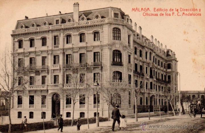 Postales: POSTAL DE MALAGA-EDIFICIO DE LA DIRECCION Y OFICINAS DE LOS F.C.ANDALUCES
