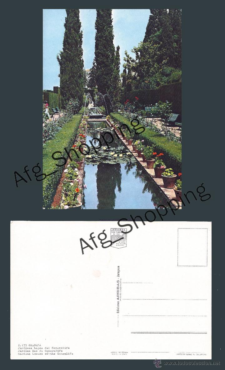 Postales: GRANADA - JARDINES BAJOS DEL GENERALIFE - postcard - Foto 1
