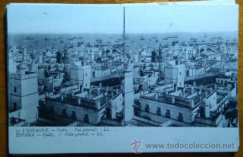 Postcards: POSTAL ESTEREOSCOPICA VISTA GENERAL DE CADIZ EDITOR LL.