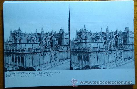 Postales: POSTAL ESTEREOSCOPICA DE LA CATEDRAL DE SEVILLA EDITOR LL.