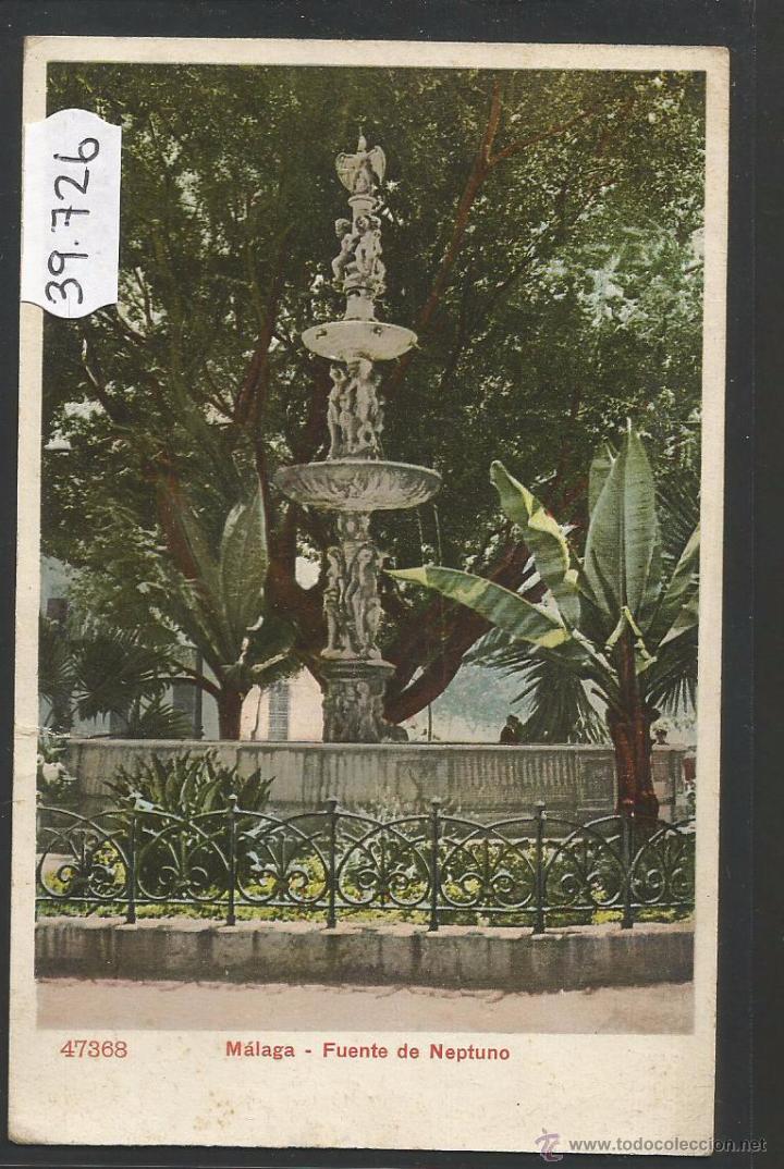Postales: MALAGA - FUENTE DE NEPTUNO - REVERSO SIN DIVIDIR - (39726)