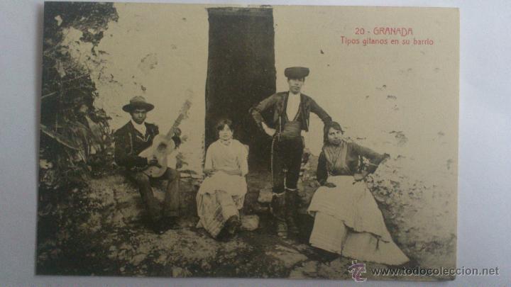 Postales: POSTAL GRANADA - TIPOS GITANOS EN SU BARRIO - Foto 1