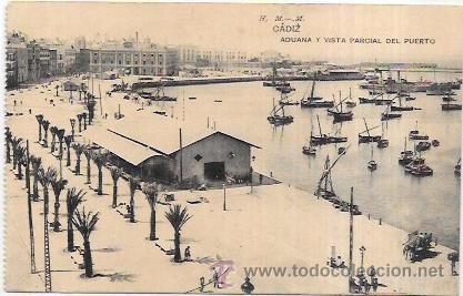Postcards: TARJETA POSTAL DE CADIZ. ADUANA Y VISITA PARCIAL DEL PUERTO.