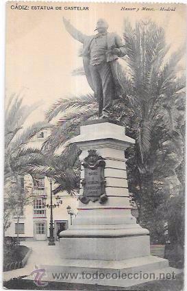 Postais: TARJETA POSTAL DE CADIZ. ESTATUA DE CASTELAR.