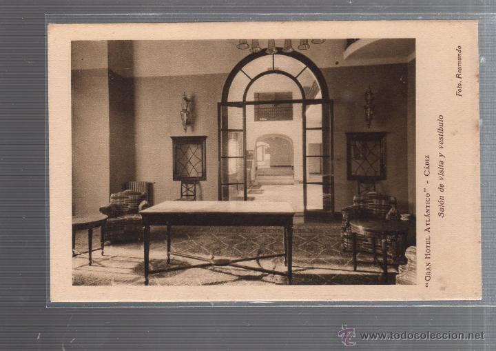 Postkarten: TARJETA POSTAL DE CADIZ - HOTEL ATLANTICO. SALON DE VISITA Y VESTIBULO. FOTO REYMUNDO