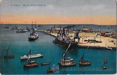 Postkarten: TARJETA POSTAL DE CADIZ. MUELLE REINA VICTORIA.