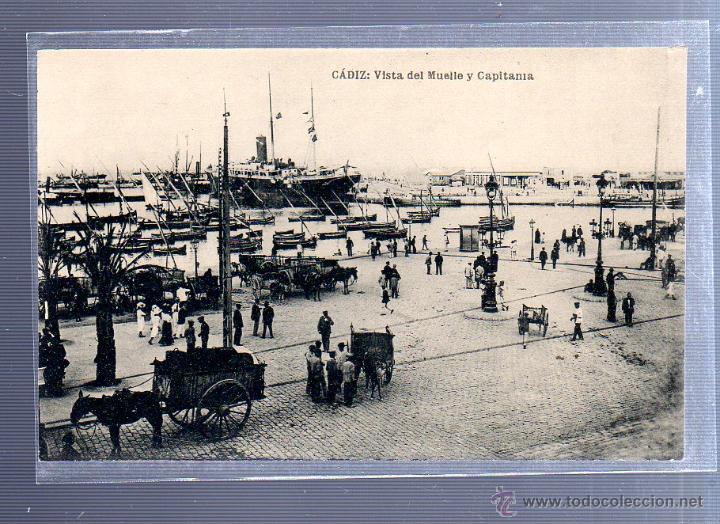 Postkarten: TARJETA POSTAL DE CADIZ - VISTA DEL MUELLE Y CAPITANIA. HAUSER Y MENET