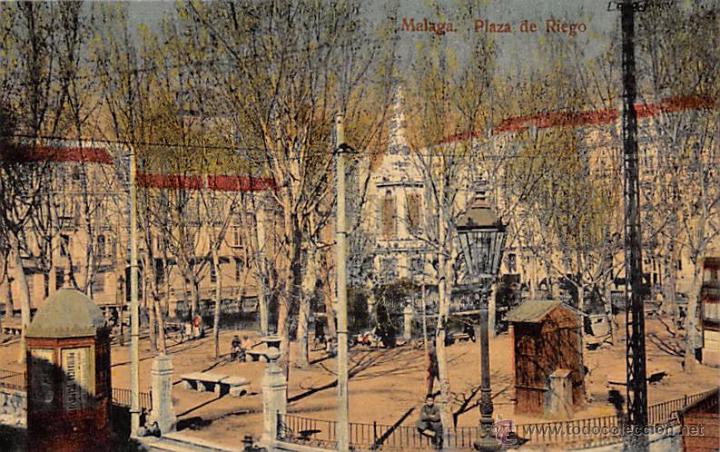 Postales: M&Aacute;LAGA.- PLAZA DE RIEGO